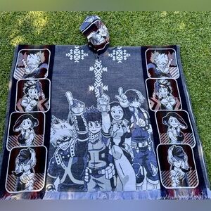 My hero academia alpaca poncho, one size, unisex hooded handcrafted in Ecuador.